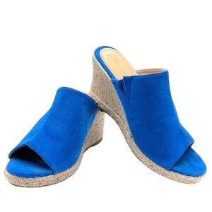 Stylish Wanted Microfiber Open Toe Slip on Wedge Sandal Espadrille Style  Size 6